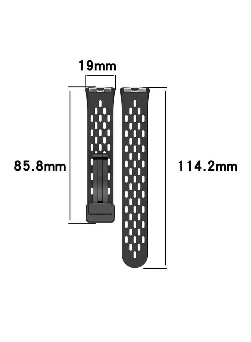 Magnetic Silicone Band Compatible with Huawei Band 10/9/ 8, Soft Silicone Sport Strap (Grey) - Image 3