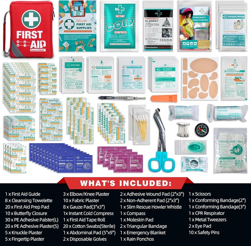 General Medi First Aid Kit - Small Compact First Aid Kit Bag(175 Piece) - Reflective Bag Design- Includes Instant Cold Pack, Emergency Blanket for Travel, Home, Office, Vehicle,Camping - Image 2