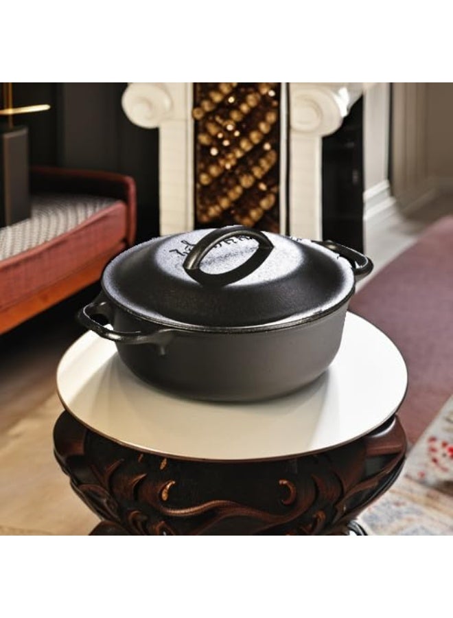 Lodge Cast Iron Dutch Oven With Lid, 2 Quart (Black) - Image 2