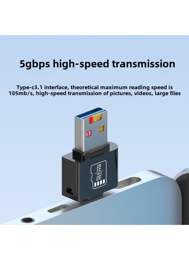 Generic - 3.1 High Speed Card Reader TF Hidden Card Reader Universal Typec Mobile Phone Computer 5Gbps Universal Card Reader-Color:Silver 3.1 High-speed Tf + Usb To Tc Adapter - Image 1