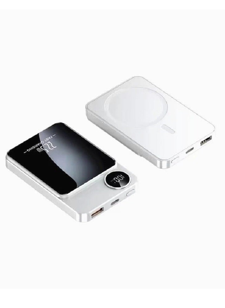 Raxoom DOLTRI - Portable 22.5W (74Wh) Charger 10000mAh Power Bank, Magnetic Wireless Quick Charging Power Banks with LED Display (White) - Image 1