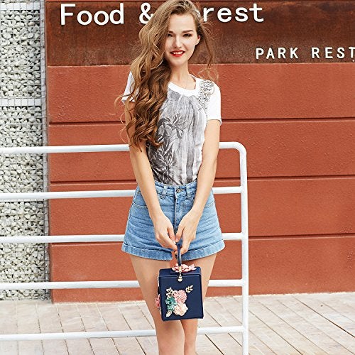 Milisente Evening Clutch Bag for Women Floral Square Box Evening Bags Crossbody Shoulder handBags Flower Wedding Clutch Purse (Light Pink) - Image 2