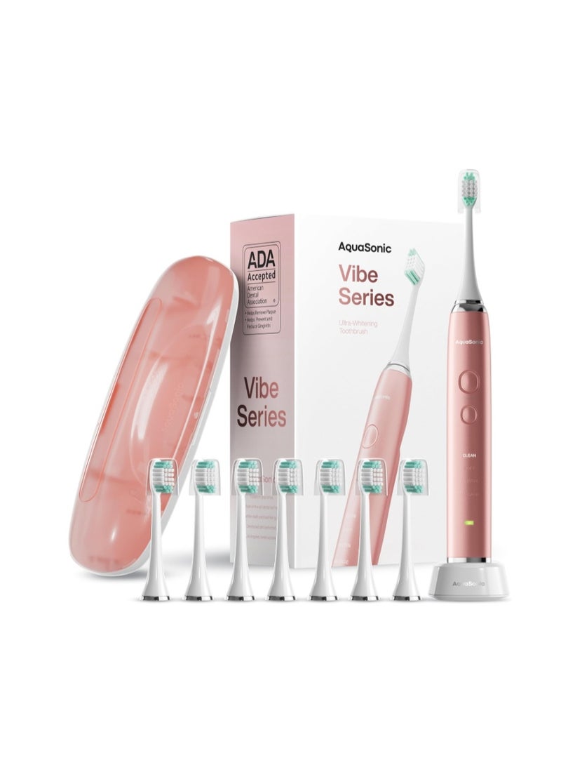 أكوا سونيك فرشاة أسنان كهربائية فائقة التبييض من سلسلة VIBE - تتضمن 8 رؤوس فرشاة من DuPont وحقيبة سفر - محرك سونيك بقوة 40,000 ذبذبة في الدقيقة وشحن لاسلكي - 4 أوضاع مع مؤقت ذكي - Image 1