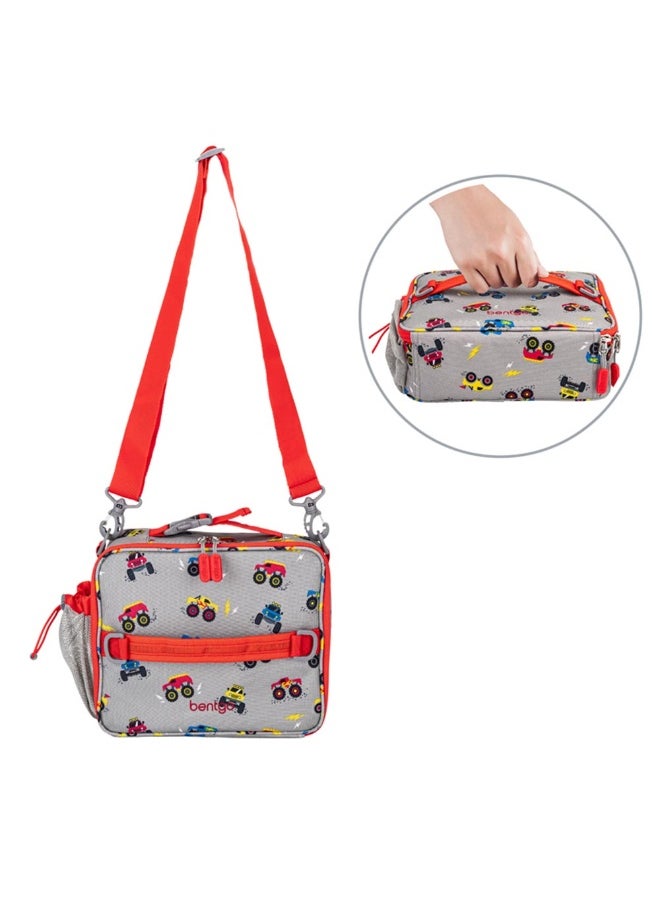Bentgo Kids Lunch Bagdurable, Double Insulated, Water - Resistant Fabric, Interior And Exterior Zippered Pockets, Water Bottle Holderideal For Children 3+ (Trucks)  - Image 1