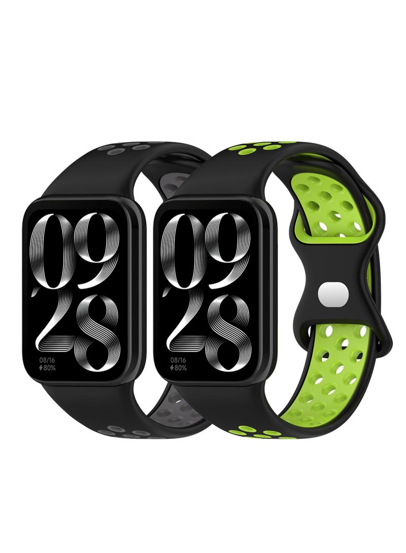 KASTWAVE Straps for Xiaomi Smart Band 8 Pro Sports Strap Breathable Silicone Replacement Bands for Xiaomi Band 8Pro Wristbands Miband 8 Pro (2 Pieces) - Image 1