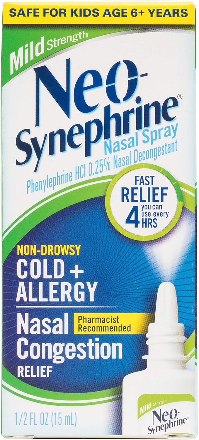 Neosynephrine Nasal Spray for Cold  Sinus Relief Fast Relief Pharmacist Recommended Clear Mild Strength 05 Fl Oz - Image 1