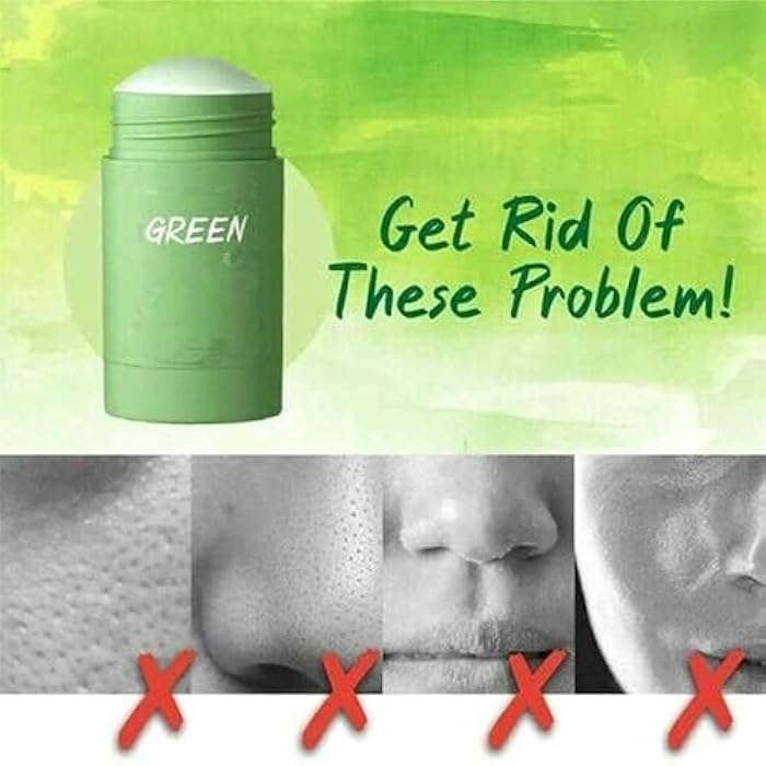 Bupposes Green Tea Face Mask Clay Stick, Blackhead Remover with Green Extract for Face, Deep Cleanse Face Mask Skin Care, Moisturizing, Oil Control for All Skin Types of Men Women (green 3PC) - Image 4