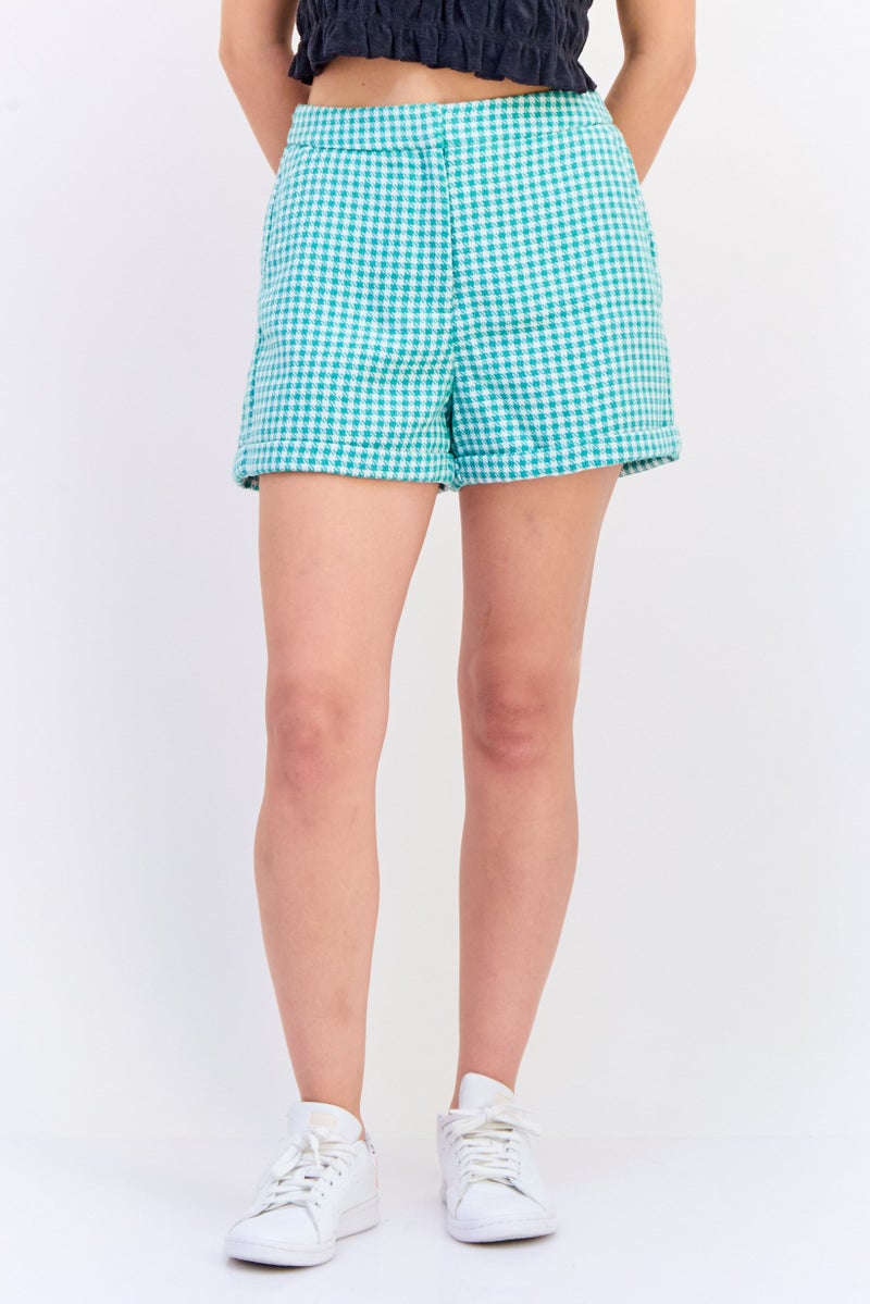 ONLY Women Houndstooth Basic Shorts, Multicolor - Image 1