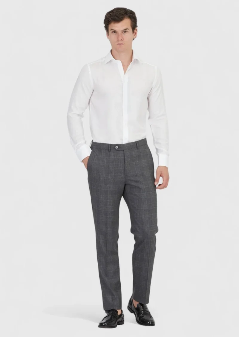 RAMSEY White Plain Regular Fit Long Weaving Classical Shirt