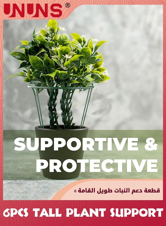 UNUNS أوتاد دعم النباتات الطويلة، أقفاص الفاوانيا نصف دائرية ودعائم للنباتات الداخلية والخارجية، حلقة قفص النباتات لدعم الزهور والفاوانيا والطماطم والهدرانج وشجيرة الورد، عبوة من 6 قطع  - Image 4