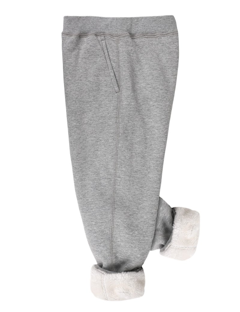 Yeokou Unisex Boys Girls Kid's Sherpa Lined Athletic Jogger Fleece Sweatpants, Lightgrey, Large - Image 1