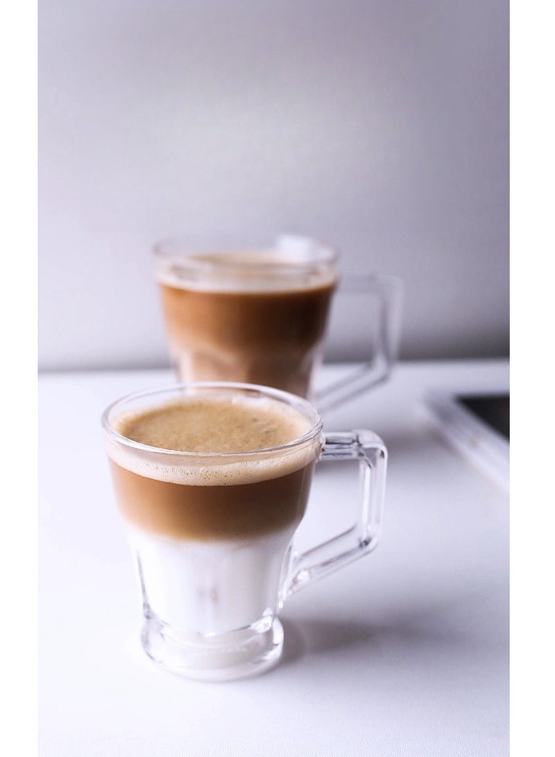 Set of 2,11 Oz Glass Coffee Mugs with Handle, Insulated Layer Coffee Cups, Clear Borosilicate Glass Mugs, Gift for Cappuccino, Tea, Latte, Espresso, Hot Beverage, Wine  - Image 3