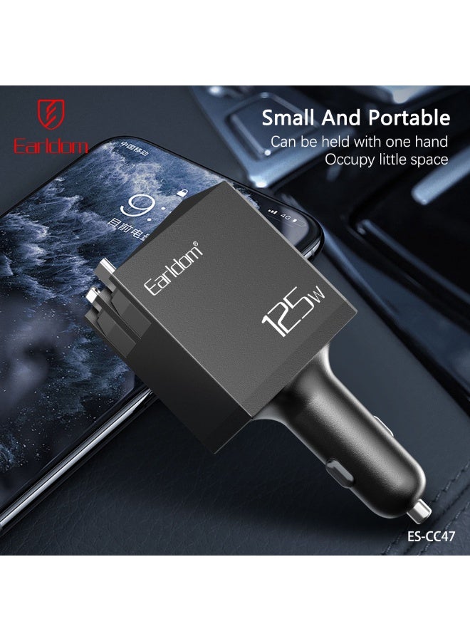 Earldom Portable Car Charger CC47 125 W Multi-Port Car Adapter (USB-C + USB + Lightning Compatible) - Image 2