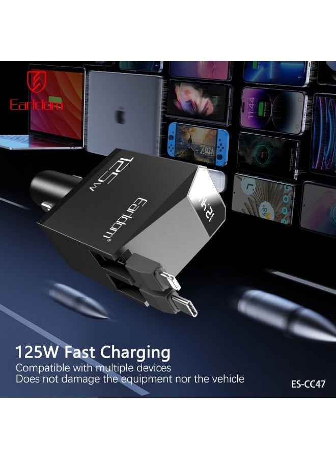 Earldom Portable Car Charger CC47 125 W Multi-Port Car Adapter (USB-C + USB + Lightning Compatible) - Image 3