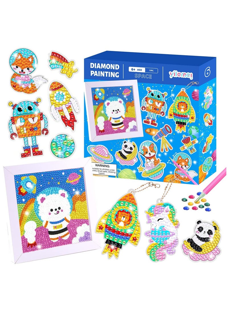 Excefore 5D Mosaic Arts And Crafts For Kids Ages 8-12 Girls, Diamond Painting Sticker Keychains Set, Number Painting Craft Gem Sticker Kit, SQ6006  - Image 1