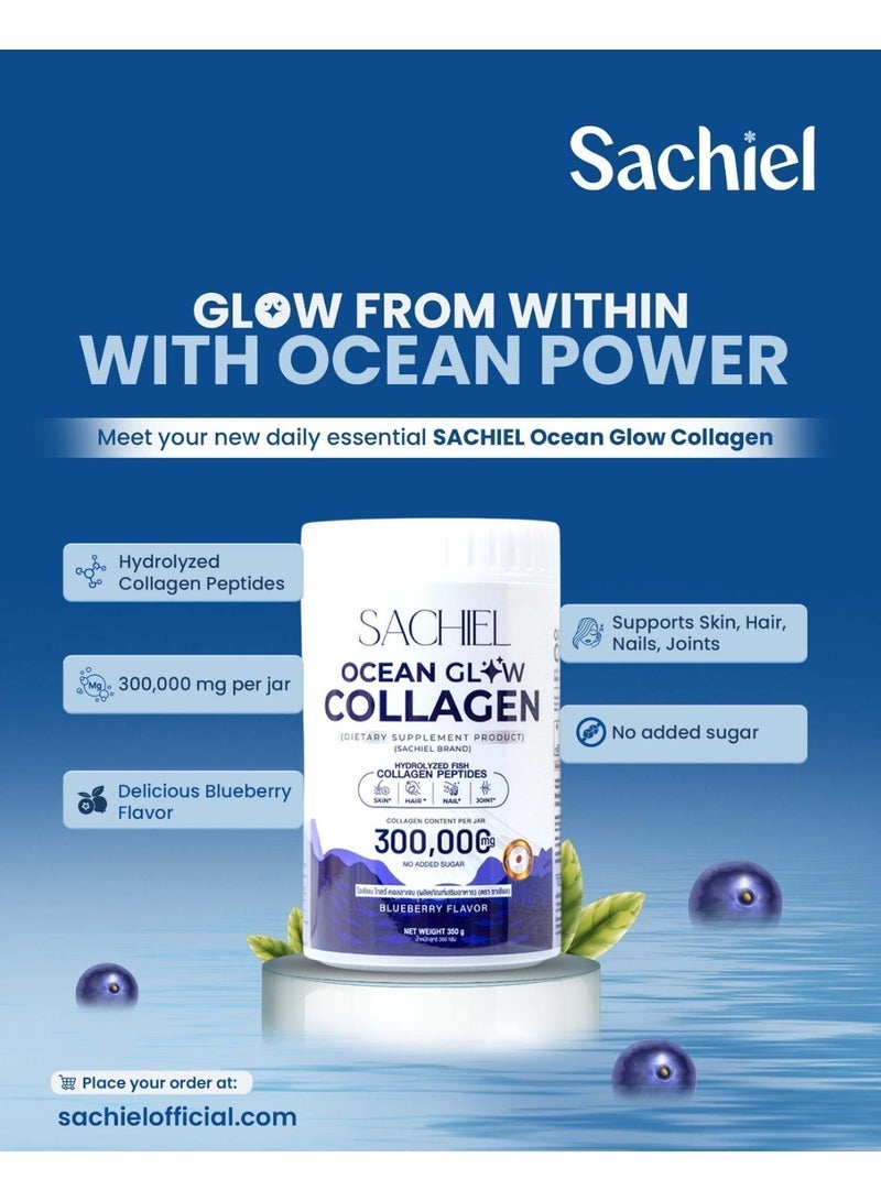 Sachiel Ocean Glow Japanese Marine Collagen 300,000mg | Hydrolyzed Fish Collagen Peptides | Anti-Aging & Skin Elasticity Support | Blueberry Flavor | Halal UAE - Image 1