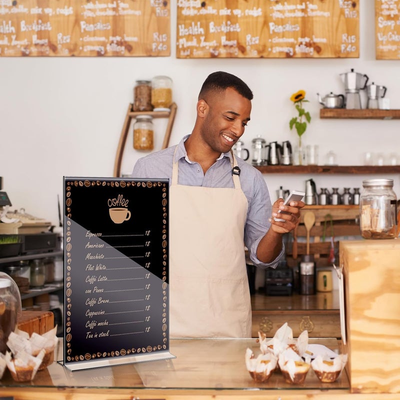 Shellwei 4 Pcs 11 x 14'' Acrylic Sign Holder Clear Acrylic Picture Frame Vertical Table Top Frame with Stand Double Sided T Shape Flyer Holder for Paper Menu Photo Restaurant Office Home - Image 5