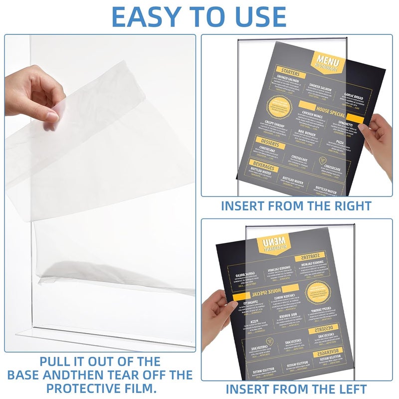 Shellwei 4 Pcs 11 x 14'' Acrylic Sign Holder Clear Acrylic Picture Frame Vertical Table Top Frame with Stand Double Sided T Shape Flyer Holder for Paper Menu Photo Restaurant Office Home - Image 3