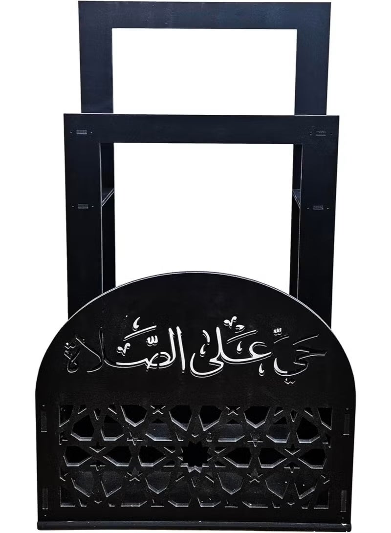 Eworld 2-in-1 Prayer Mat Stand with Built-In Quran Holder | Elegant Black Islamic Design with Arabic Calligraphy | Water & Fireproof - Image 5