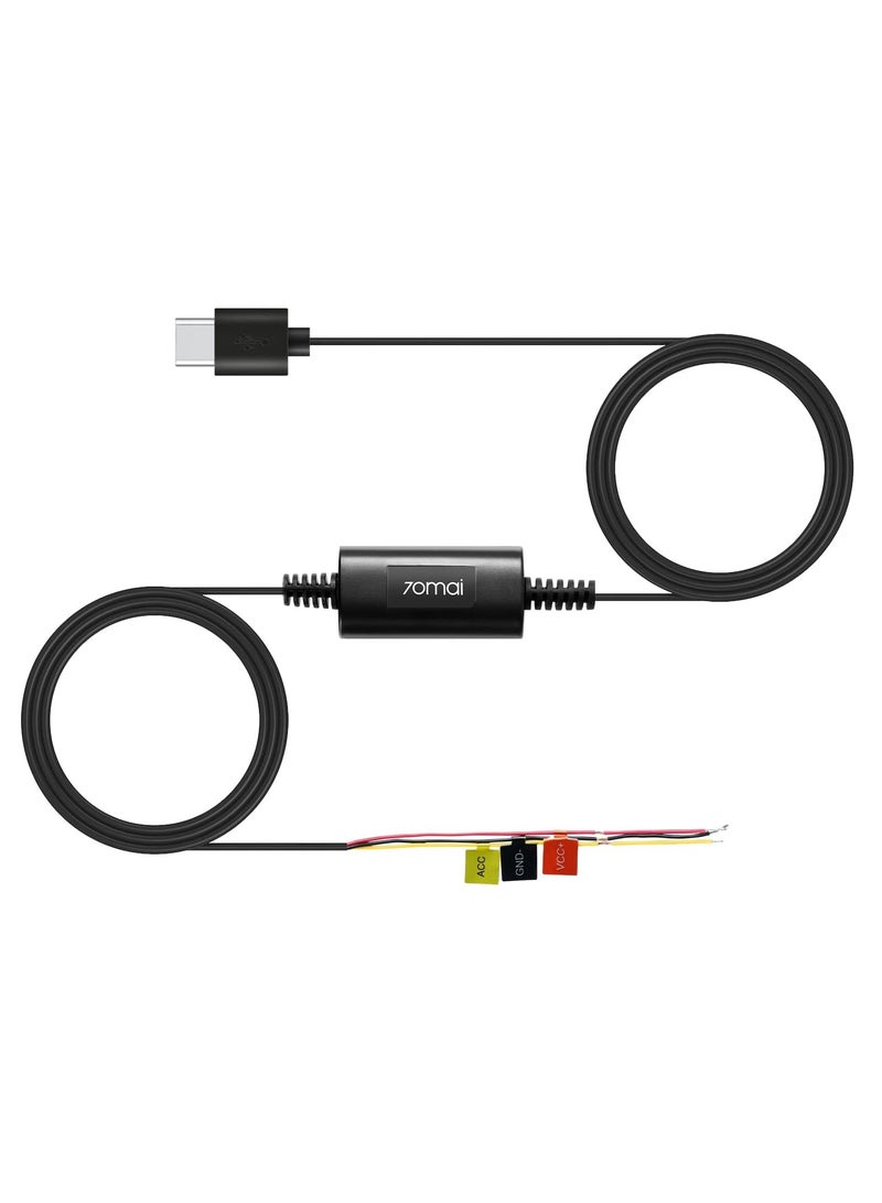 Hardwire Kit UP03 Type-C 10ft Mini USB for 70mai Car Dash Cams, 12V-30V to 5V/2.4A, Low Voltage Protection, 24 Hour Parking Surveillance Power Supply for 70mai Dash Cam Omni