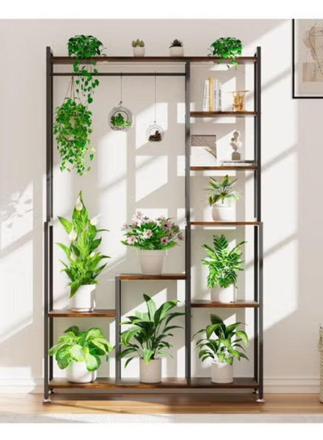 KLNAMAEAAN Flower Rack with Shelves Living Room Floor-to-Floor Balcony Wrought Iron Shelf Mobile with Multi-Layer Flower Pot Bracket for Planting - Image 3