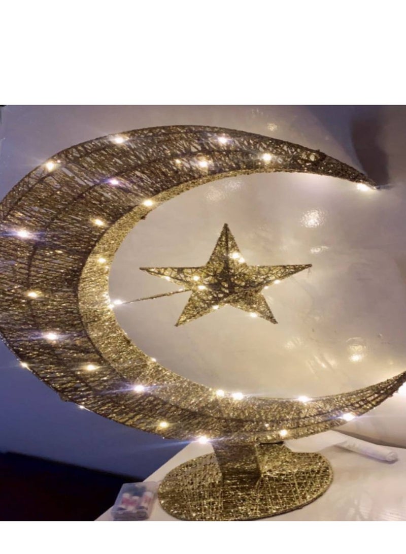 Decor Ramadan Mubarak LED Crescent Lamp – Moon & Star Light Decor - Image 1