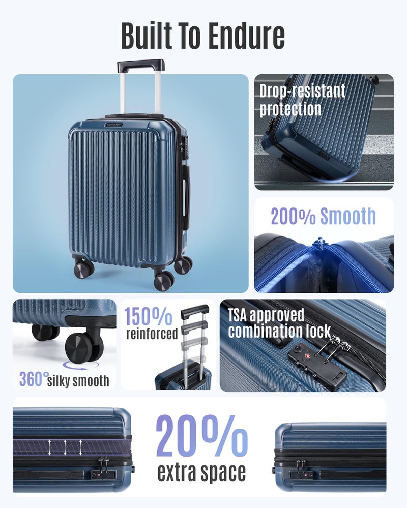 LIGHT FLIGHT Carry On Luggage 22x14x9 Airline Approved, Durable Hard Shell Carry On Suitcases with Wheels, Expandable Hardside Lightweight Travel Luggage with TSA Lock, Coffee Brown - Image 2