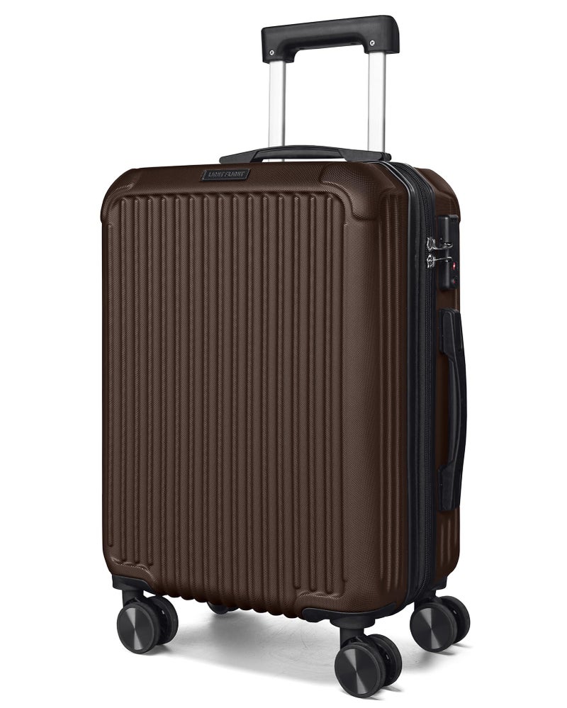 LIGHT FLIGHT Carry On Luggage 22x14x9 Airline Approved, Durable Hard Shell Carry On Suitcases with Wheels, Expandable Hardside Lightweight Travel Luggage with TSA Lock, Coffee Brown - Image 1