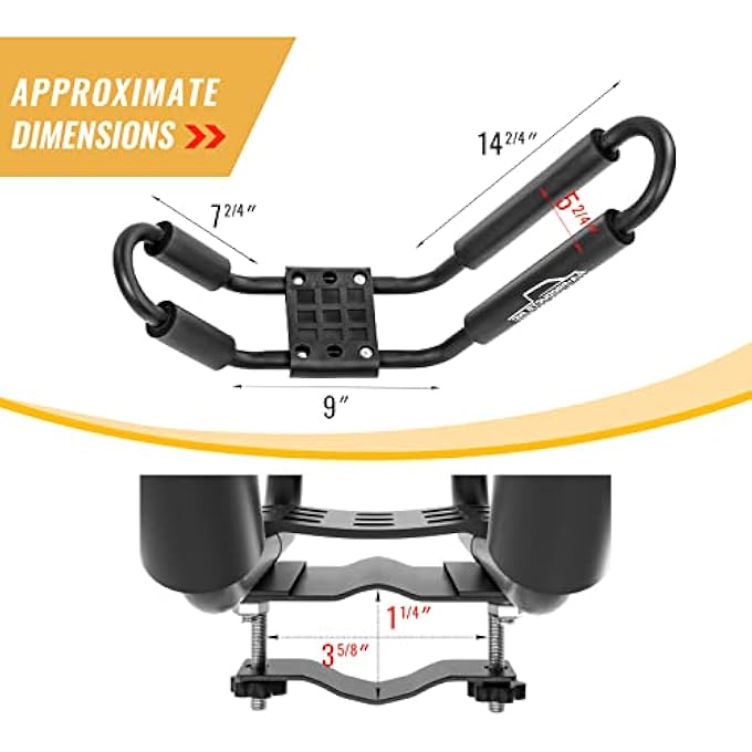 rayihni J-Bar Rack for Kayak Canoe Boat Carrier Roof Top Mount on Car SUV Truck Crossbar with 16 Ft Ratchet Lashing Straps & 10 Ft Ratchet Bow and Stern Tie Down Straps - Image 3