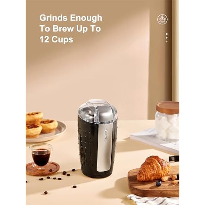 Reemix Coffee Grinder Electric Coffee Grinder With 35Oz Large Capacity OneTouch Coffee And Spice Grinder With Stainless Blade Cleaner Brush And Spoon For Home Use Black - Image 4