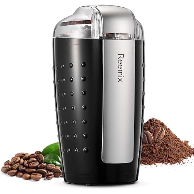 Reemix Coffee Grinder Electric Coffee Grinder With 35Oz Large Capacity OneTouch Coffee And Spice Grinder With Stainless Blade Cleaner Brush And Spoon For Home Use Black - Image 1