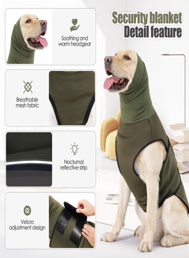 JOHNBOLIN Dog Anxiety Jacket, Dog Shirt with Turtleneck, Breathable Calming Vest, Indoor and Outdoor Separated Pet Jacket (Military Green, Large) - Image 2