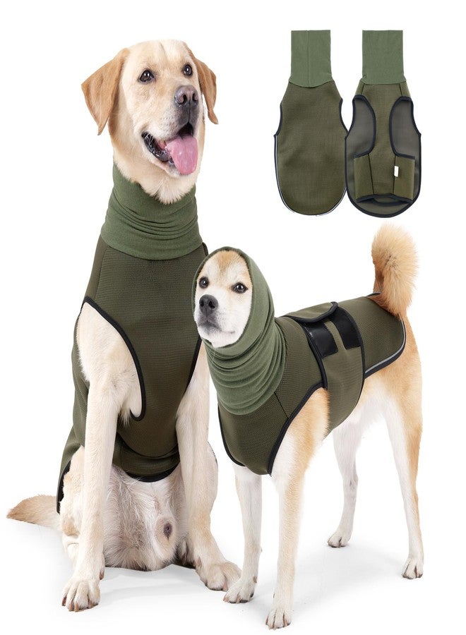 JOHNBOLIN Dog Anxiety Jacket, Dog Shirt with Turtleneck, Breathable Calming Vest, Indoor and Outdoor Separated Pet Jacket (Military Green, Large) - Image 1