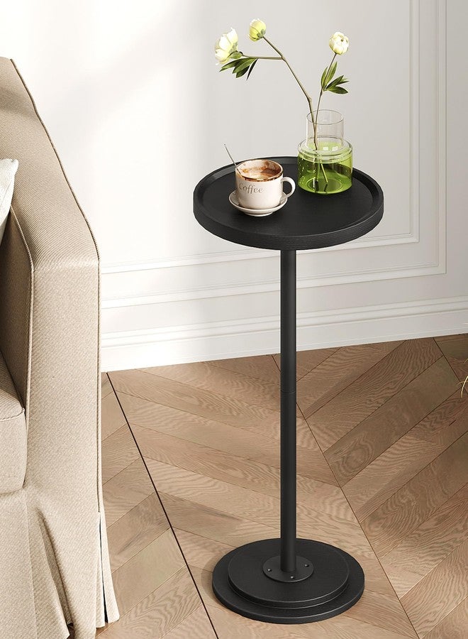 CHOEZON Small Round Side Table, Drink Table for Small Spaces, Pedestal Cocktail Table, Thickened Base, for Living Room, Bedroom, Office, Black TBZ30BB - Image 1