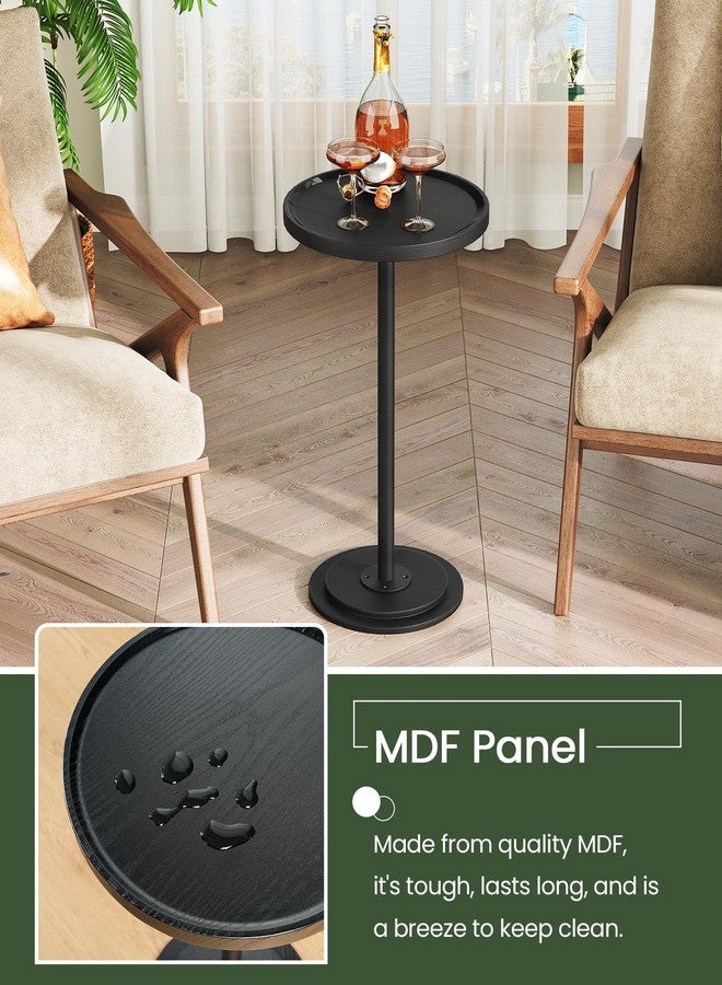 CHOEZON Small Round Side Table, Drink Table for Small Spaces, Pedestal Cocktail Table, Thickened Base, for Living Room, Bedroom, Office, Black TBZ30BB - Image 5