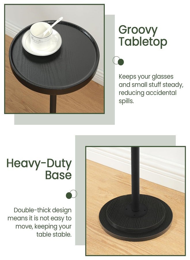 CHOEZON Small Round Side Table, Drink Table for Small Spaces, Pedestal Cocktail Table, Thickened Base, for Living Room, Bedroom, Office, Black TBZ30BB - Image 4