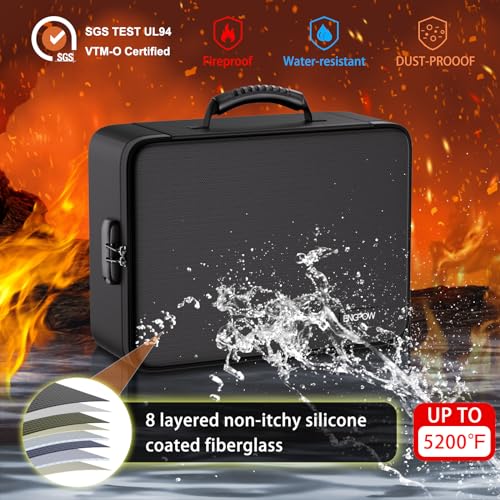 ENGPOW Fireproof File Organizer Bag with 13 Colorful Pockets Accordion File Folder,5200℉ Document Organizer Box with Lock&Labels,Multi-Layer Portable Home Safe Storage for Important Documents,Files - Image 4