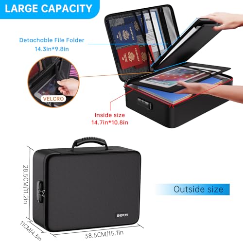 ENGPOW Fireproof File Organizer Bag with 13 Colorful Pockets Accordion File Folder,5200℉ Document Organizer Box with Lock&Labels,Multi-Layer Portable Home Safe Storage for Important Documents,Files - Image 5