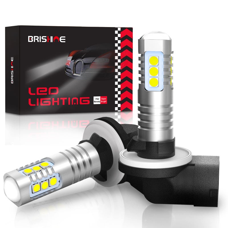 مصابيح ضباب LED BRISHINE 889 881 6000K أبيض زينون شديد السطوع 3030 شريحة 898 888 862 896 886 894 مع بروجيكتور لمصابيح ضباب السيارة ومصابيح التشغيل النهارية حزمة من 2