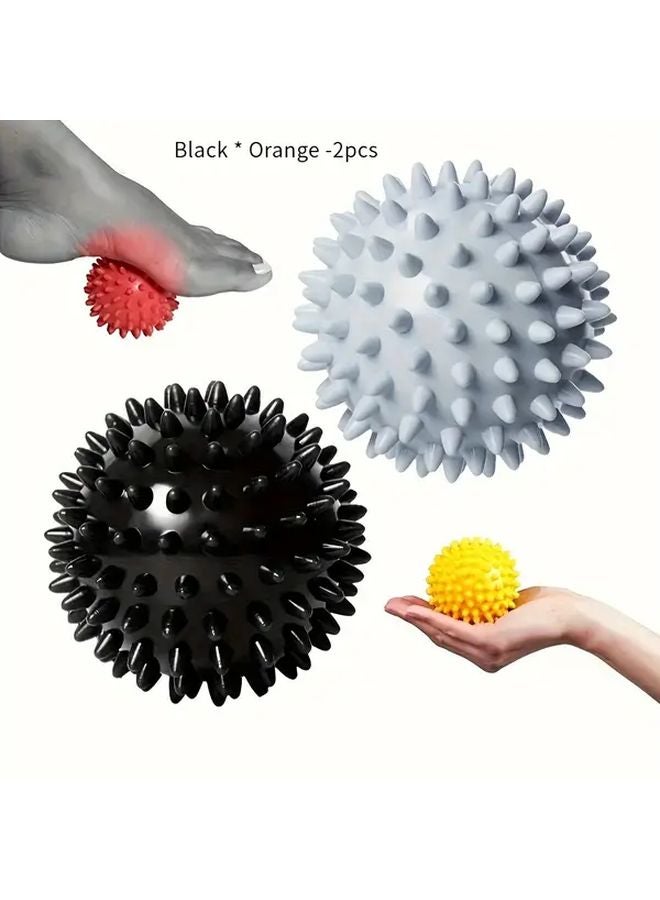 قطعتان من مجموعة كرات اليوجا والتدليك البرتقالية والسوداء لاسترخاء العضلات واللياقة البدنية - Image 1