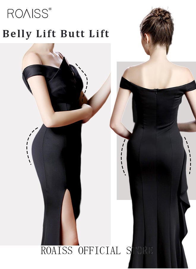 roaiss - Off Shoulder Evening Dresses Floor Length Mermaid Style Prom Ball Gown Wedding with Split Front Elegant Slim Long formal Dresses Bridesmaid Dress - Image 1