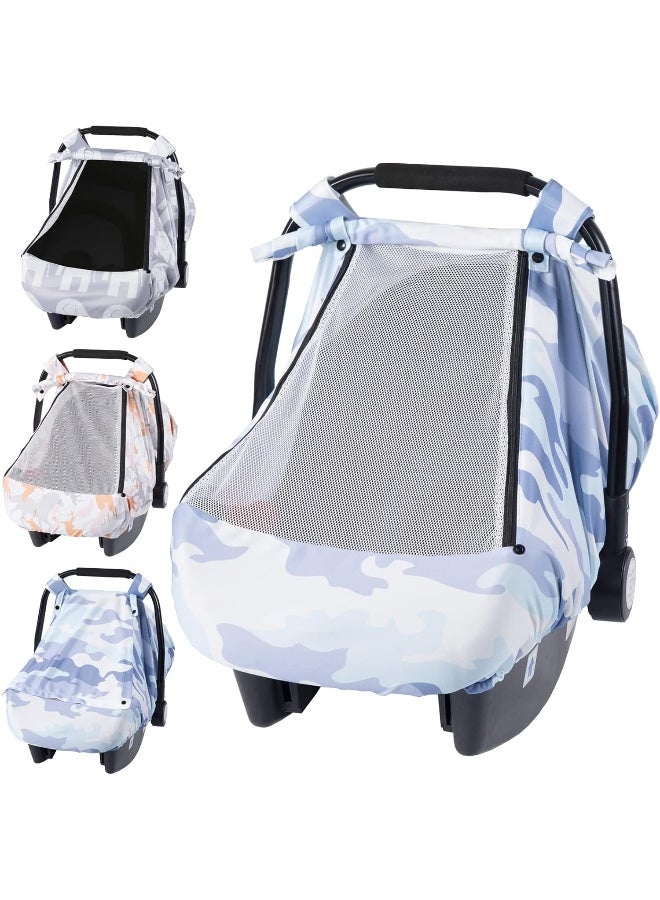 SMTTW Car Seat Cover for Babies, Stretchy Breathable Carseat Canopy with Peek Window, Multiuse Infant Stroller Cover for Baby Boys Girls, Privacy Sun Shade & Wind Protect for Summer (Camouflage) - Image 1