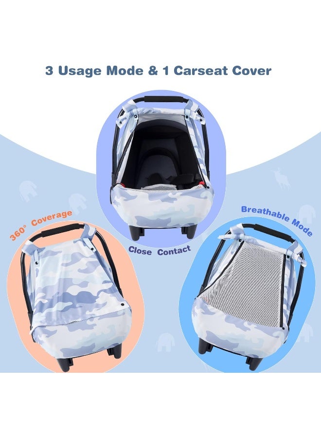 SMTTW Car Seat Cover for Babies, Stretchy Breathable Carseat Canopy with Peek Window, Multiuse Infant Stroller Cover for Baby Boys Girls, Privacy Sun Shade & Wind Protect for Summer (Camouflage) - Image 2