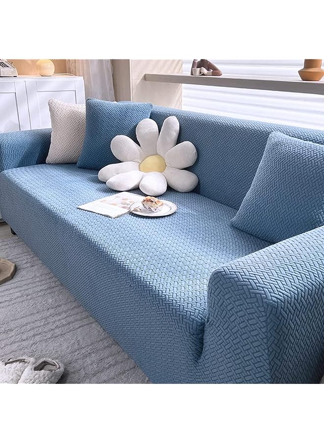 The Bros Sofa Cover 2 Seater Elastic Sofa Cover for Couch Sofa Covers Perfect 2 Seater Sofa Cover Stretchable Sofa Slipcover (2 Seater Sofa Cover, Sky) - Image 1