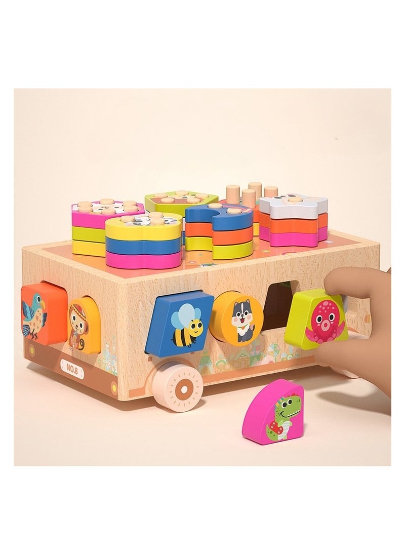 OLUDENIZ Children's Wooden Educational Toy - Animal Zoo & Ice Cream Dessert Cart with Shape Sorter, Wooden Car for Hand-Eye Coordination & Learning (22179 cm, 1 KG)  - Image 4
