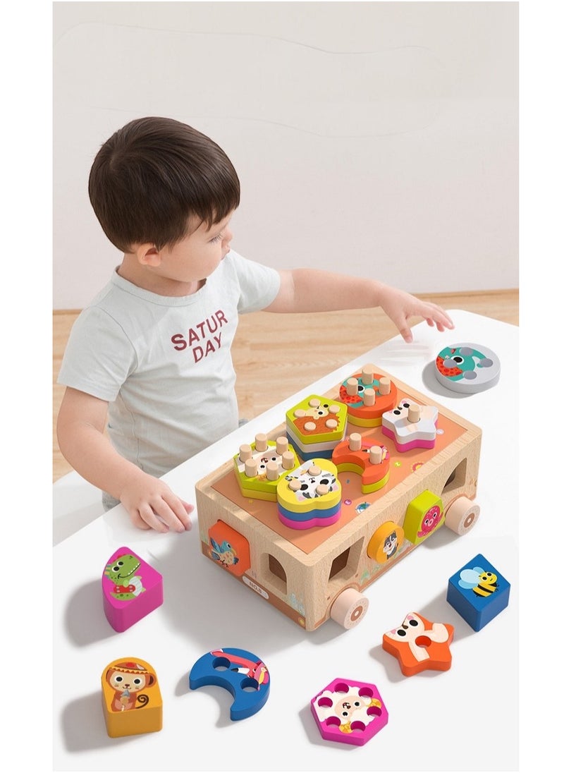 OLUDENIZ Children's Wooden Educational Toy - Animal Zoo & Ice Cream Dessert Cart with Shape Sorter, Wooden Car for Hand-Eye Coordination & Learning (22179 cm, 1 KG)  - Image 5
