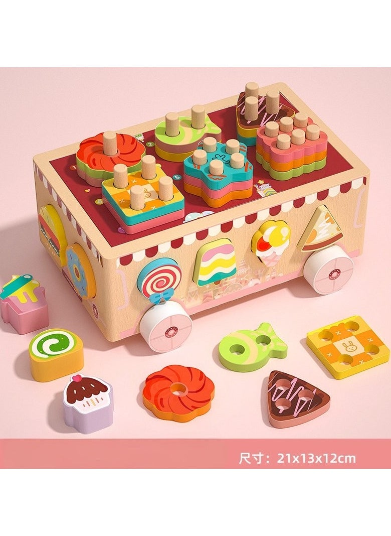 OLUDENIZ Children's Wooden Educational Toy - Animal Zoo & Ice Cream Dessert Cart with Shape Sorter, Wooden Car for Hand-Eye Coordination & Learning (22179 cm, 1 KG)  - Image 1