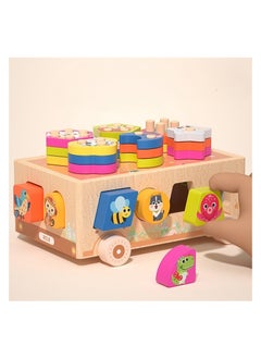 OLUDENIZ Children's Wooden Educational Toy - Animal Zoo & Ice Cream Dessert Cart with Shape Sorter, Wooden Car for Hand-Eye Coordination & Learning (22179 cm, 1 KG)  - Image 4