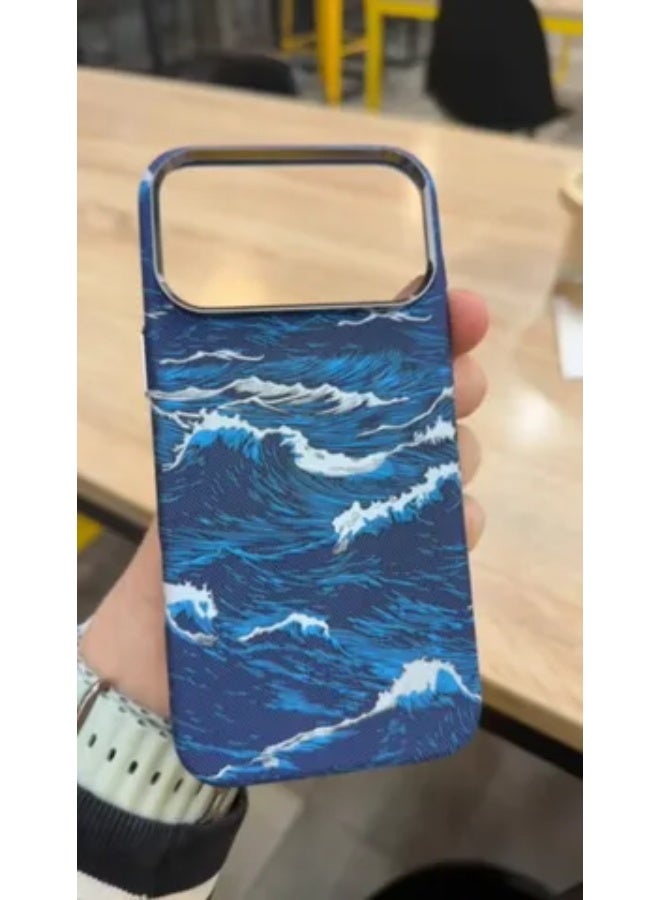 جراب FreeAir MagSafe Waves Carbon Premium Design لهاتف iPhone 17 Pro Max، متوافق مع MagSafe، غطاء نحيف وخفيف الوزن لهاتف iPhone 17 Pro Max، مصنوع من ألياف الأراميد المنسوجة ذات الملمس المميز - لون أزرق مموج - Image 2