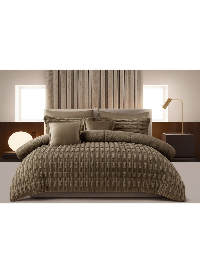 مينج لي مفرش شتوي فاخر 8 قطع وجهين (مخمل × فرو) مقاس كينغ 250×230 سم – تصميم أنيق يمنحك دفئاً وراحة فندقية فاخرة - Image 1